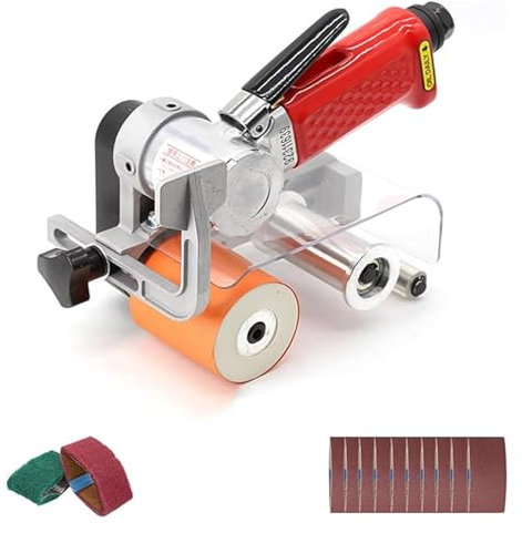 HFDTS Lijadora de Banda neumática, Mini lijadora de Banda for carpintería y metalurgia, Amoladora Angular Manual, lijadora de Banda, Velocidad 7000/10000 RPM, for Madera y Metal.