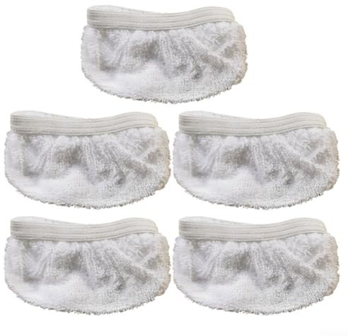 Niceminiwall Mikrofaser-Ersatztücher-Set, Dampfreiniger-Pads, wiederverwendbar, waschbar, Reinigungsmopp-Bezug, kompatibel mit Navaris Dampfreiniger, 5 Stück, weiß, 10 x 5,5 cm