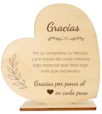 Tesorista Corazón de Madera con Soporte Gracias – Tarjeta Agradecimiento – Detalle Decorativo para Despedida de Trabajo y Jubilación