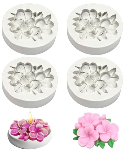 zorvixal 4 Pièces Moule en Silicone Marguerite Fleur | 3D DIY Moule Fleur Silicone Bougie, pour la Fabrication de Savons, Bougie, Chocolat, Décoration de Gâteaux