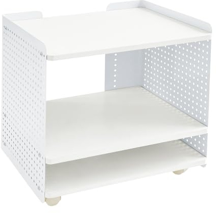 Generisch Druckerwagen 3-Stufig, Mobiler Druckertisch mit Rollen (Weiß) | Druckerhalter mit Verstellbaren Regalen & DIY-Pinboards, 40kg Traglast, für Büro und Zuhause, 50x39x50 cm
