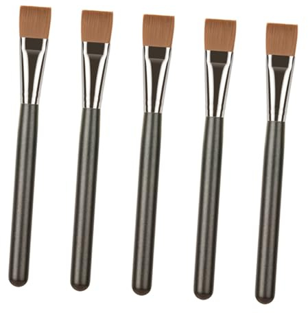 POPETPOP Cepillo Plano Cerdas de Fibra Artificial de 5 Piezas y Mango de Madera, Reutilizable para Mascarilla Facial para Cuidado Cutáneo en Salón de Belleza en Casa
