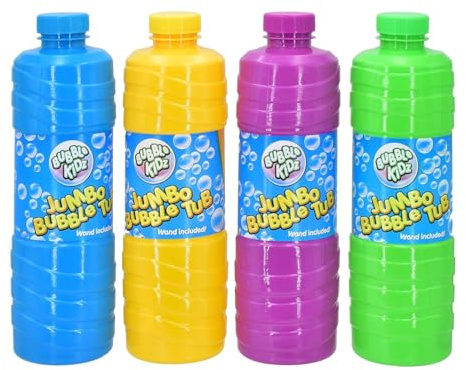 4-pack 1 liter bubbelblandning flytande lösning påfyllningsflaska med bubbelstav ingår