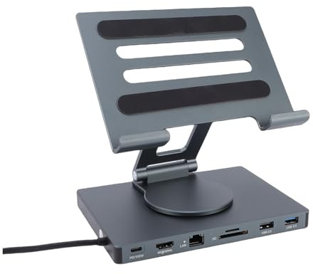 Plyisty 7 in 1 USB C Hub Stand, Laptop Docking Station with 100W PD Charging 4K 30Hz HDMI USB 3.0 Gigabit Ethernet SD Card Reader for Most Laptops under 16 Inches