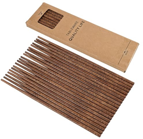 10 Pares de Palillos de Madera Reutilizables Japoneses y Chinos, Bambú Natural, Diseño Tradicional, Cocina Hogareña y Restaurantes, Fáciles de Limpiar, pour Uso Diario Hotelero, 24cm
