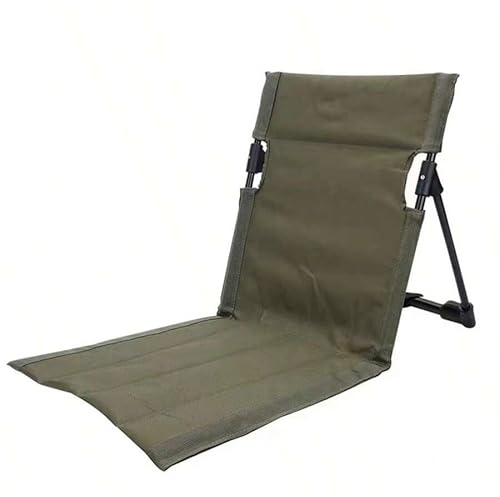 VEXXEN Outdoor Foldable Camping Chair Garden Park Single Lazy Reclining Backrest Cushion Picnic Folding Back Beach(Army green)