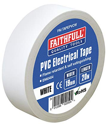 Faithfull FAITAPEPVCW Ruban adhésif électrique en PVC 19 mm x 20 m Blanc