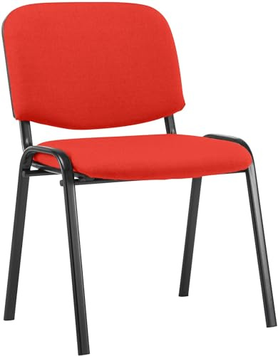 CLP stapelstol KEN tygöverdrag, besökare stol stapelbar, vadderad – prisvärd, robust, lätt bekväm röd