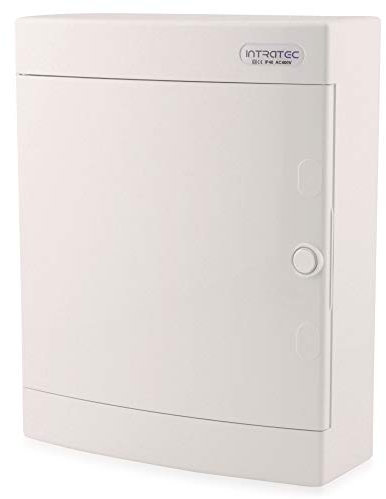 Intratec cuadro de distribución de superficie, IP40 - Caja de distribución interior con puerta blanca, para habitaciones secas, 2 fila, 24 módulos, 361 x 287 x 112 mm, blanco