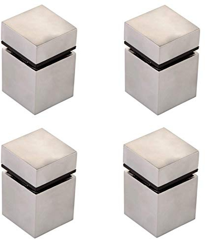 4 Stück SO-TECH® Glasbodenträger CUBE II Chrom matt Glasbodenhalter Bodenträger | Bodenträger