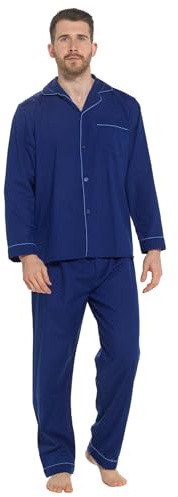 Strong Souls herrpyjamas, traditionell, 2-delad pyjamas, Vanlig marinblå, L
