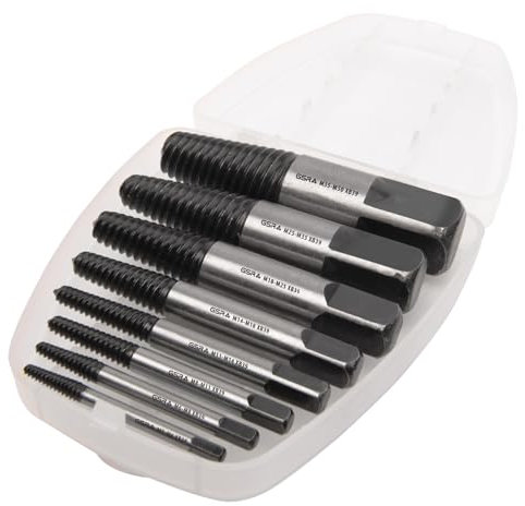 GSR Profi Schraubenausdreher Satz 8-tlg. | Linksausdreher Set Nr. 1-8 (M3 –M45) | Zum Ausdrehen von defekten, verrosteten oder abgebrochenen Schrauben | Vierkant | Aus vergütetem Stahl