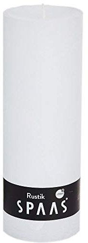 SPAAS Bougie Pilier rustique non-parfumée 68/190 mm, ± 95 heures - blanc
