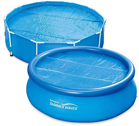 Summer Waves Solarfolie Solarplane Solar Cover - Poolheizung Pool Solarabdeckplane - Solarfolie Stärke 60 µm - Solarplane zuschneidbar - Poolheizung für Wassererwärmung (rund - Ø 3.05m)