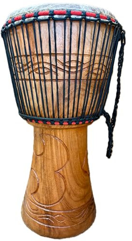 AMI 33 cm authentische ghanaische Djembe-Trommel mit schönen Handschnitzereien – wird mit handgefertigter Trommeltasche zum halben Preis geliefert