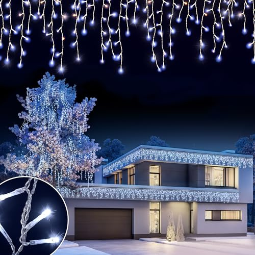 Monzana® Luces de Navidad 200 Leds Interiores Exteriores 10m Iluminación Navideña Blanco Frío