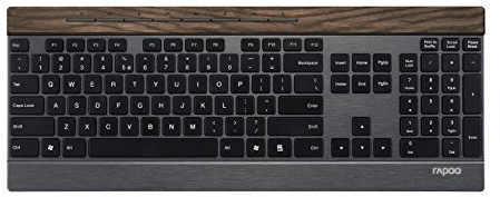 Rapoo E9260 Multi-Mode Bluetooth Tastatur, ultra-schlankes Design, Bluetooth 3.0, 4.0, 2,4 GHz, Holzapplikation, schwarz