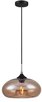 LUSSIOL Luminaria Bronks, suspensión de vidrio ahumado, 40 W, naranja, ø 28 x H 18 cm, ámbar