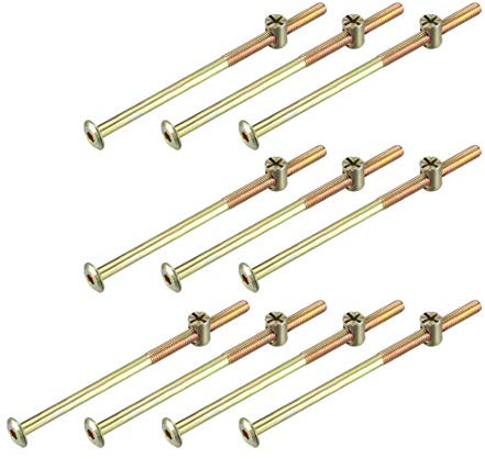 sourcing map 10 Stück M6 x 120 mm Möbelbolzen Mutter Stellschraube 55 mm Gewindelänge mit Zylindermuttern