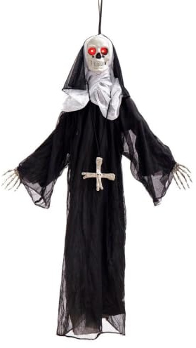 LOLAhome Monja Esqueleto Negra Animada para Decorar Halloween de 75x86 cm