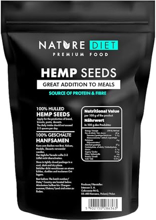 Graines de Chanvre 1000g | Décortiquées | Sans Gluten & Vegan | Riche en Protéines et Fibres | Source d’Oméga 3 & 6 | Superaliment pour une Nutrition Quotidienne | by Nature Diet