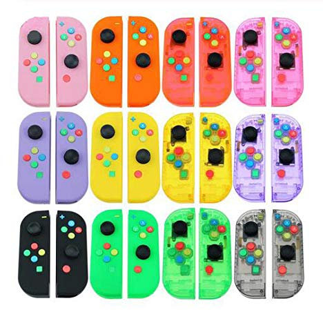 Ersättning full kåpa framsida handtag skal skal batteri mittenram platta + joystick keps + L R-knappar för Nintendo Switch Controller Joy-Con (klar rosa grön)