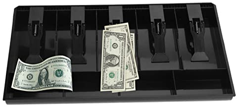 Cash Tray,Removable Five Grids Cash Drawer Register Insert Tray Cashier Tidy Storage Box (Black),Easy to insert and remove