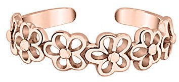 Marlogendo Damen Zehenring Blume verstellbar 14 Karat Rotgold vergoldet 925 Sterling Silber Gänseblümchen Midi Ring