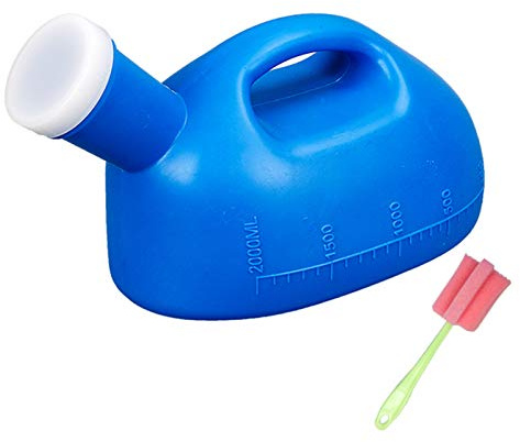 JLCP 2000Ml Urinalflasche Für Herren, Tragbarer Auslaufsichere Urinflasche Mit Schraubdeckel Große Kapazitäts-Urinsammler Für Krankenhaus Zuhause,Blau