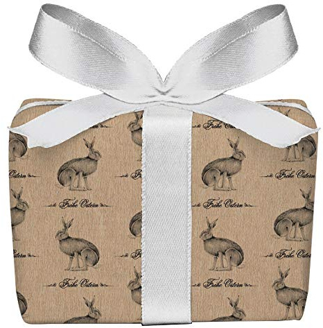 5er Set 5 Bögen Geschenkpapier mit Feldhase, Osterhase im Kraftpapier Look zu Ostern für ihre Ostergeschenke, gedruckt auf PEFC zertifiziertem Papier, 50 x 70 cm