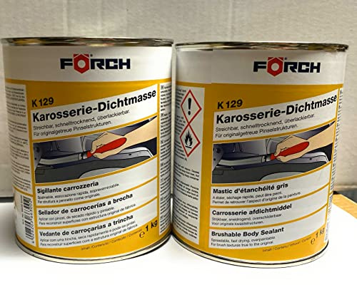Förch 2X K129 Karosserie Dichtmasse 1kg Dose streichbar für einfache Pinselverarbeitung, schnell trocknend, überlackierbar, dauerelastisch