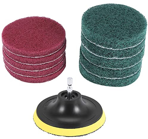 Jcevium 11Pcs Power Scrubber Brush Set Polishing Pad for Drill Powered Brush Tile Scrubber Scouring Pads Cleaning Tool
