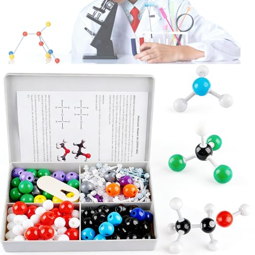 Poweka Modèle Moléculaire de Chimie Kit de Structure de Biochimie de Base, Kit de Molécules Organiques pour Enseignants Étudiants Scientifiques Classe de Chimie (240 PCS)