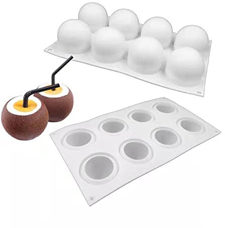 Moule en silicone wulikanhua pour noix de coco en demi-cercle - Moule à gâteau mousse au chocolat - Dessert haute température français - 8 cavités