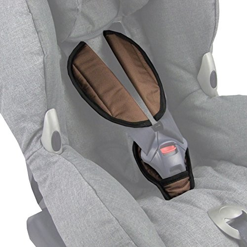 BAMBINIWELT Gurtpolster Schrittpolster kompatibel Auto-Kindersitzen der Gruppe 1 (z.B. Maxi Cosi Priori SPS, XP) (braun)