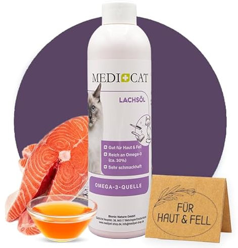 MEDICAT Premium Lachsöl – 250 ml – zur Haut- und Fellpflege von Katzen, mit Omega-3-Fettsäuren