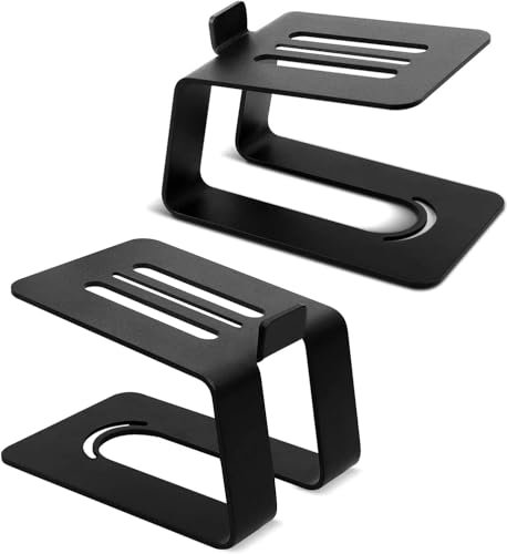 BQKOZFIN Lautsprecher ständer Schwarz Metall Boxenständer für Computer Lautsprecher Paar für die Tischanwendung, 5° Neigung