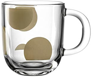 Leonardo Candela Geschenk Tasse 'Punkte', 1 Stück, spülmaschinengeeignete Glas-Tasse, Tee-Tasse mit goldenem Motiv, Weihnachten, 400 ml, 037334