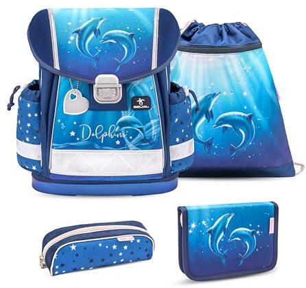 Belmil Classy Schulranzen Set 4 - teilig (403-13/AG/S) (Dolphins)