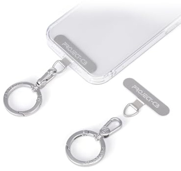 project-cb Metall Handykette Pad, Ringhalterung, Tether Tab für Trageband, Schlüsselring für Handy (Silber)