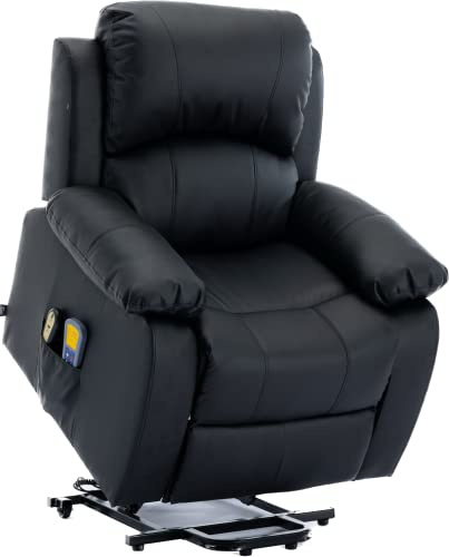 Astan Hogar Fauteuil Relax avec Fonction Auto-Assistance (lève-Personnes), Inclinaison électrique, Massage et thermothérapie, modèle Ramón AH-AR30930NG, Noir