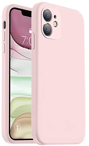 Vooii Compatible with iPhone 11 Case, Upgraded Liquid Silicone with [Flat Edges] [Camera Protection] [Fit for Battery Charger Cases] Phone Case for iPhone 11 6.1 inch - Chalk Pink