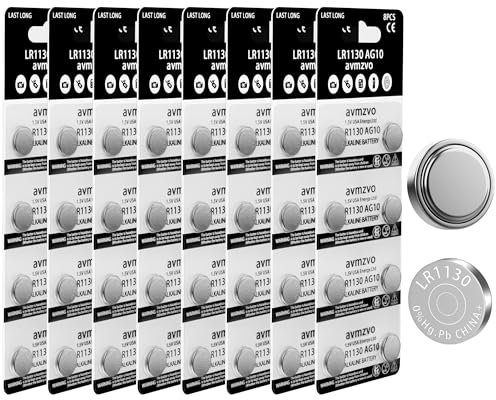 Pilas de botón LR1130 AG10 LR 1130 batería 1,5 V (64 Unidades) LR54 1131 189 Pila de botón alcalina sin Mercurio 【3 años de garantía】