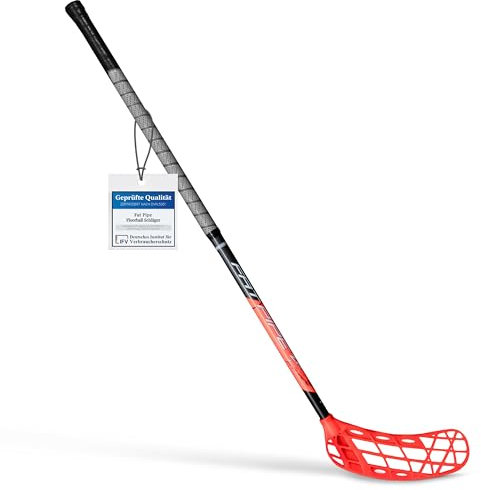 FAT PIPE Floorball Schläger Unihockey Stock 'Zack 33 Bone ORANGE' - IFF Zertifiziert (Rechte Hand Oben (Linksauslage), Schaftlänge 82 cm (Gesamtlänge 92 cm))