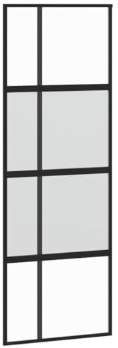 vidaXL Schiebetür, Glasschiebetür mit Metallrahmen, Schlank Glastür Tür mit Zubehör, Innentür Zimmertür, Schwarz 76x205 cm Hartglas Aluminium