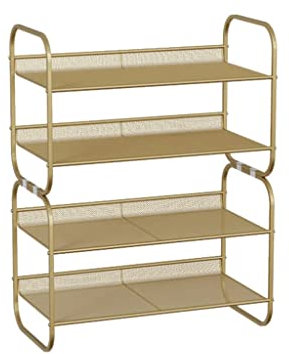 Schuhregal, freistehende Schuhregale, 4-stufige stapelbare Schuhregale, Metallgitter, Schuhaufbewahrung, Organizer, Schrank, Flur, Schuhregal, stabil, langlebig