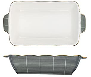 Lata for asar esmaltada, juego de bandejas for hornear, fuente for hornear de porcelana de 9 pulgadas, juego de utensilios for hornear rectangulares de porcelana, juego de 2, A (color: A) (color: B) (