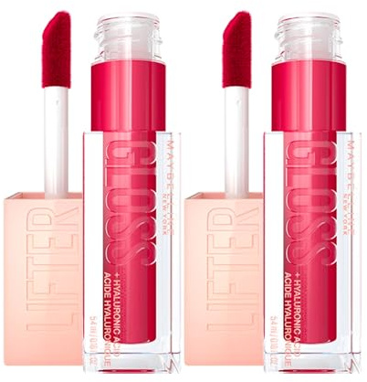 Maybelline New York Lifter Gloss Candy Drop Lipgloss mit Hyaluronsäure, feuchtigkeitsspendend, Farbe 25 Taffy mit Applikator XL - 2 Kosmetika