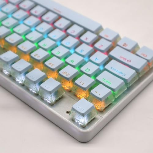 Catekro PBT Keycaps 104 Set for Gaming Mechanical Keyboard, Shine Through Pudding Keycaps Double Shot OEM Profile (Blue)