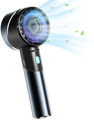 Lepwings TURBO Handheld Fan Portable Metal Body Rechargeable Cooling Fan MAX. 16 Hours Battery, 4 Speed Airflow Ultra Small Lightweight Travel Fan for Summer - Grey